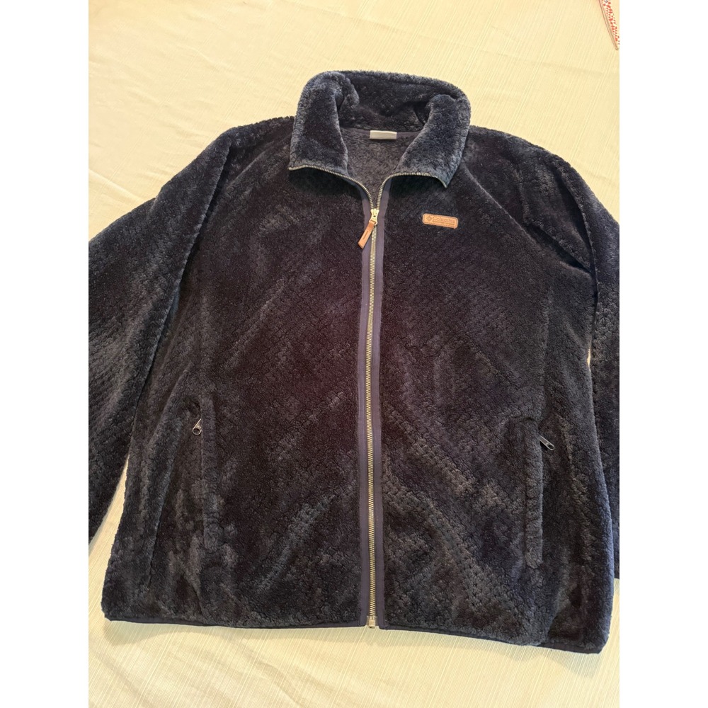 Columbia Fire Side II‎ Sherpa Full Zip Fleece Jacket Navy Blue Womens 2X Plus